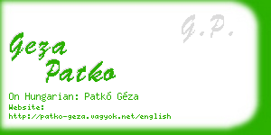 geza patko business card